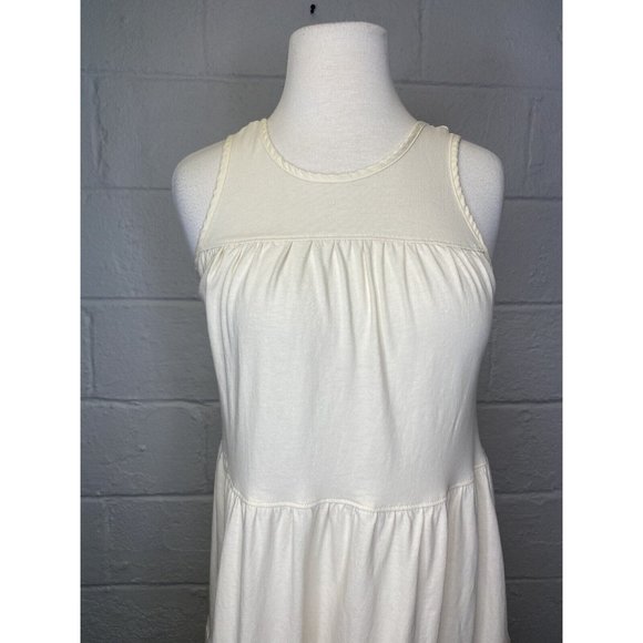 Everlane Womens XS Weekend Dress Ivory Canvas Tiered Sleeveless Cotton Scoop - Picture 2 of 9